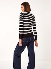 Roman Black Stripe Heart Crew Neck Knit Jumper - Image 3 of 5