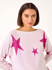 Roman Pink Star Jacquard Jumper - Image 1 of 5
