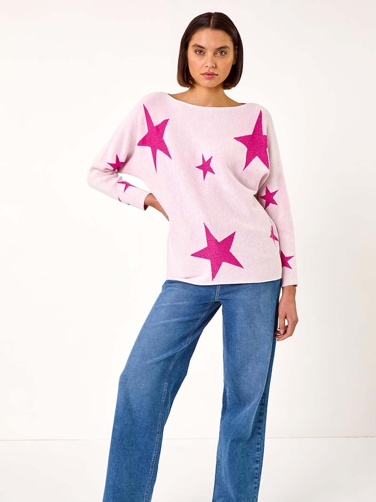 Roman Pink Star Jacquard Jumper - Image 2 of 5