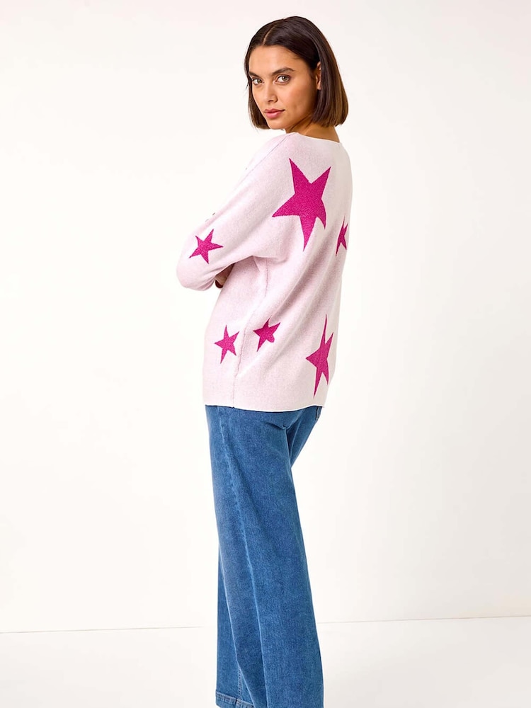 Roman Pink Star Jacquard Jumper - Image 3 of 5