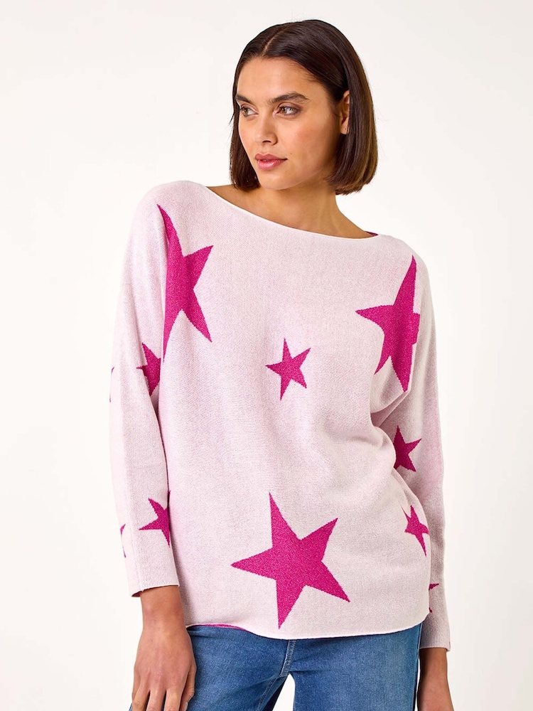 Roman Pink Star Jacquard Jumper - Image 4 of 5