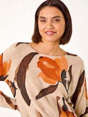 Roman Brown Floral Print Tunic Jumper - Image 2 of 5