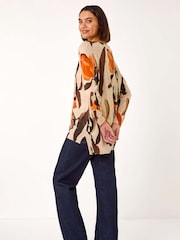 Roman Brown Floral Print Tunic Jumper - Image 3 of 5