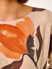 Roman Brown Floral Print Tunic Jumper - Image 5 of 5