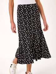 Roman Black Polkadot Print Panel Skirt - Image 4 of 5