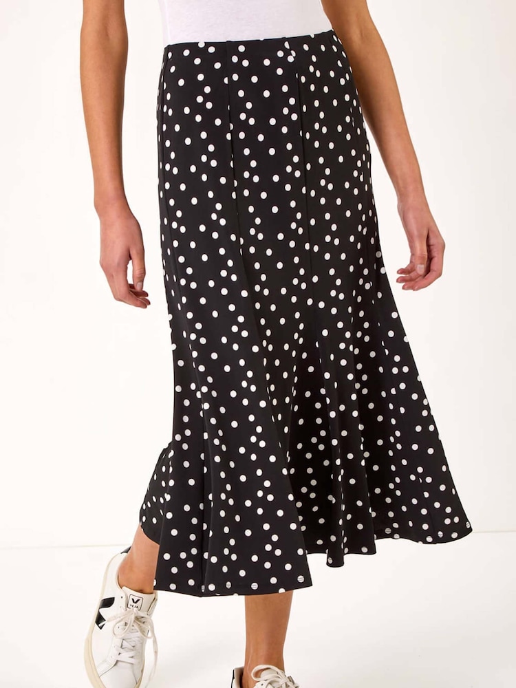 Roman Black Polkadot Print Panel Skirt - Image 4 of 5
