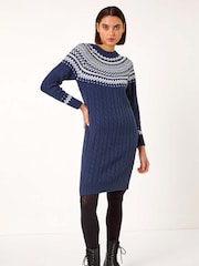 Roman Blue Nordic Knitted Dress - Image 1 of 5