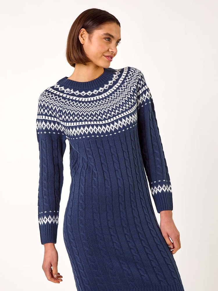 Roman Blue Nordic Knitted Dress - Image 2 of 5
