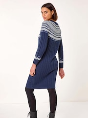 Roman Blue Nordic Knitted Dress - Image 3 of 5