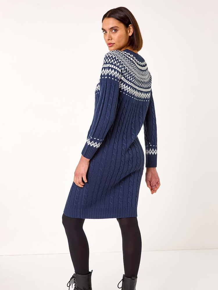 Roman Blue Nordic Knitted Dress - Image 3 of 5