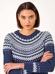 Roman Blue Nordic Knitted Dress - Image 4 of 5