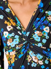 Roman Blue Twist Detail Floral Print Midi Dress - Image 5 of 5