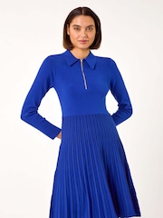 Roman Blue Zip Detail Knitted Dress - Image 1 of 5