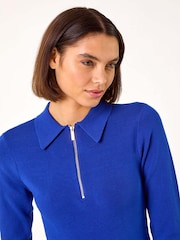 Roman Blue Zip Detail Knitted Dress - Image 4 of 5