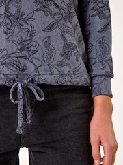 Roman Grey Floral Print Tie Hem Top - Image 5 of 5