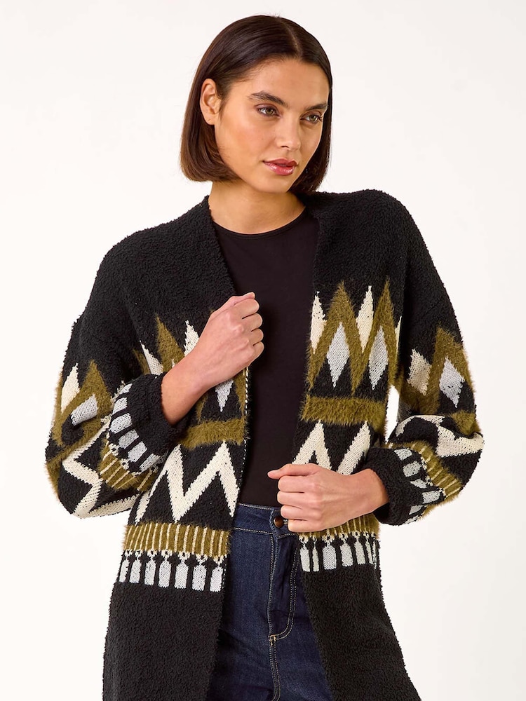 Roman Green Jacquard Knit Cardigan - Image 1 of 5