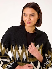 Roman Green Jacquard Knit Cardigan - Image 4 of 5