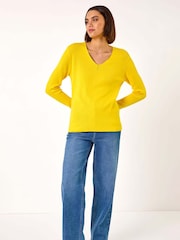 Roman Yellow Soft Knit V-Neck Jumper - Image 2 of 5