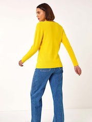 Roman Yellow Soft Knit V-Neck Jumper - Image 3 of 5