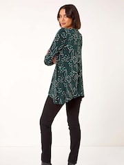 Roman Green Floral Print Swing Tunic Top - Image 3 of 5
