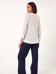 Roman Blue Textured Colourblock Jumper - Image 3 of 5