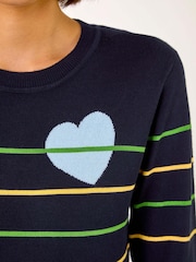 Roman Blue Heart Stripe Knit Jumper - Image 5 of 5