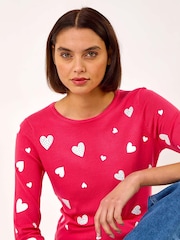 Roman Pink Heart Hotfix Print Jumper - Image 1 of 5