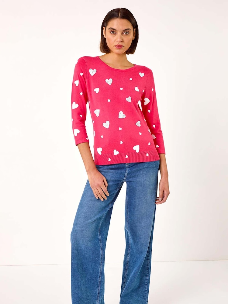 Roman Pink Heart Hotfix Print Jumper - Image 2 of 5