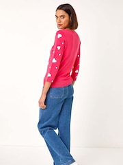 Roman Pink Heart Hotfix Print Jumper - Image 3 of 5