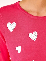 Roman Pink Heart Hotfix Print Jumper - Image 5 of 5