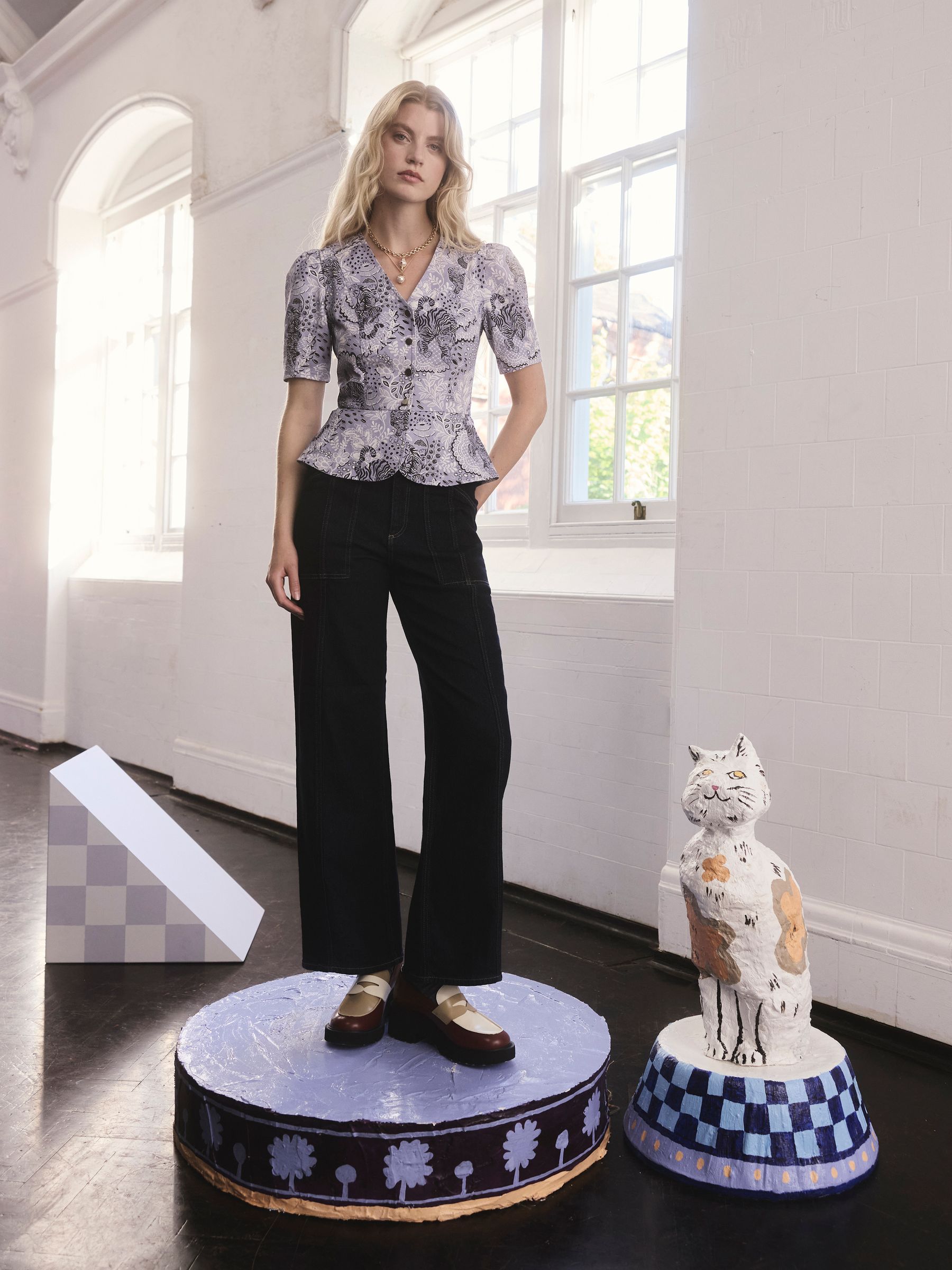 Buy Cath Kidston Tiger Lace Denim Peplum Top from Next USA Buy Cath Kidston Tiger Lace Denim Peplum Top from Next USA
