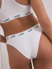 self. White High Leg Logo Knickers - Image 3 of 5