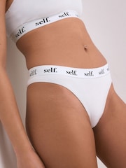 self. White High Leg Logo Knickers - Image 5 of 5