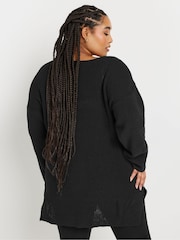 Yours Curve Black Oversized V-Neck Jumper - Image 3 of 5