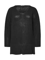 Yours Curve Black Oversized V-Neck Jumper - Image 5 of 5