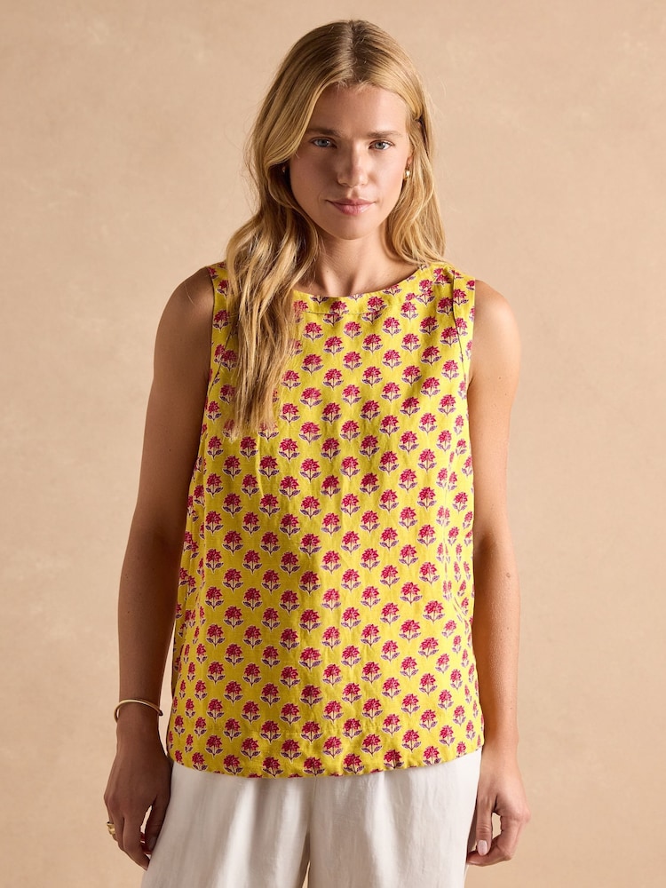 Joules Cove Linen Blend Yellow Sleeveless Top with Linen - Image 1 of 6