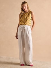 Joules Cove Linen Blend Yellow Sleeveless Top with Linen - Image 5 of 6