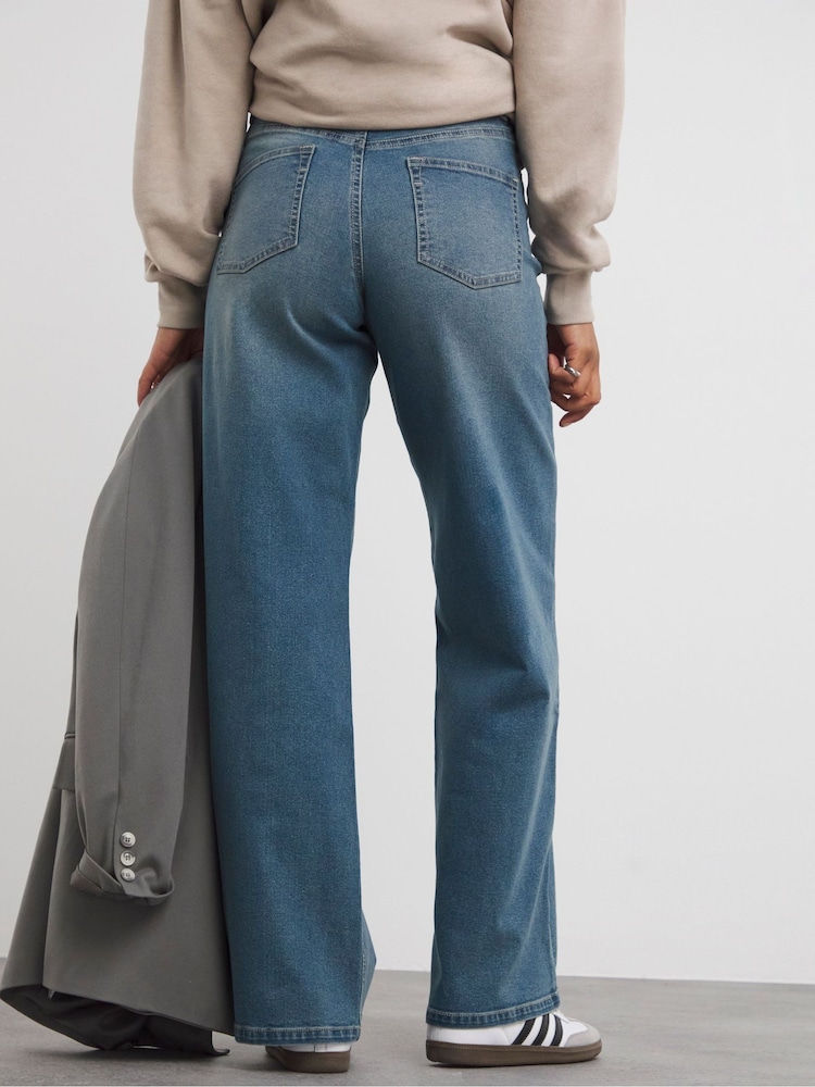Simply Be Light Blue 24/7 Wide Leg Jeans - Image 2 of 4