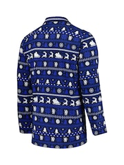 Fanatics Blue Chelsea Christmas Button Through Fairisle 100% Cotton Pyjamas - Image 2 of 3