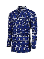 Fanatics Blue Chelsea Christmas Button Through Fairisle 100% Cotton Pyjamas - Image 3 of 3
