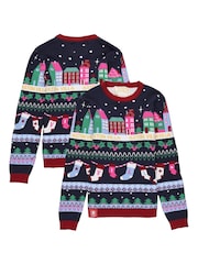 Fanatics Girls Blue Aston Villa Fairisle Pattern Christmas Jumper - Image 1 of 1