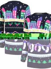 Fanatics Womens Blue Everton Fairisle Christmas Jumper - Image 1 of 3