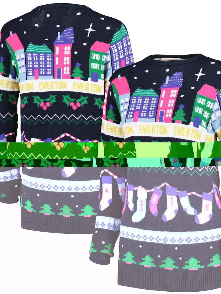 Fanatics Womens Blue Everton Fairisle Christmas Jumper - Image 1 of 3