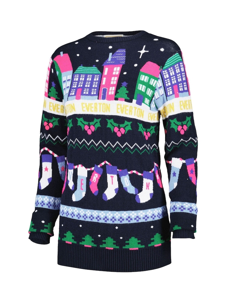Fanatics Womens Blue Everton Fairisle Christmas Jumper - Image 2 of 3