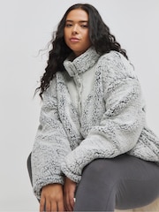 Simply Be Grey Teddy Sweater With High Neck - Image 1 of 4