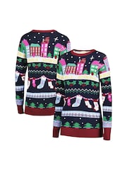 Fanatics Womens Blue Aston Villa Fairisle Christmas Jumper - Image 1 of 3