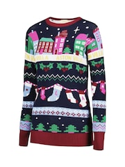Fanatics Womens Blue Aston Villa Fairisle Christmas Jumper - Image 2 of 3