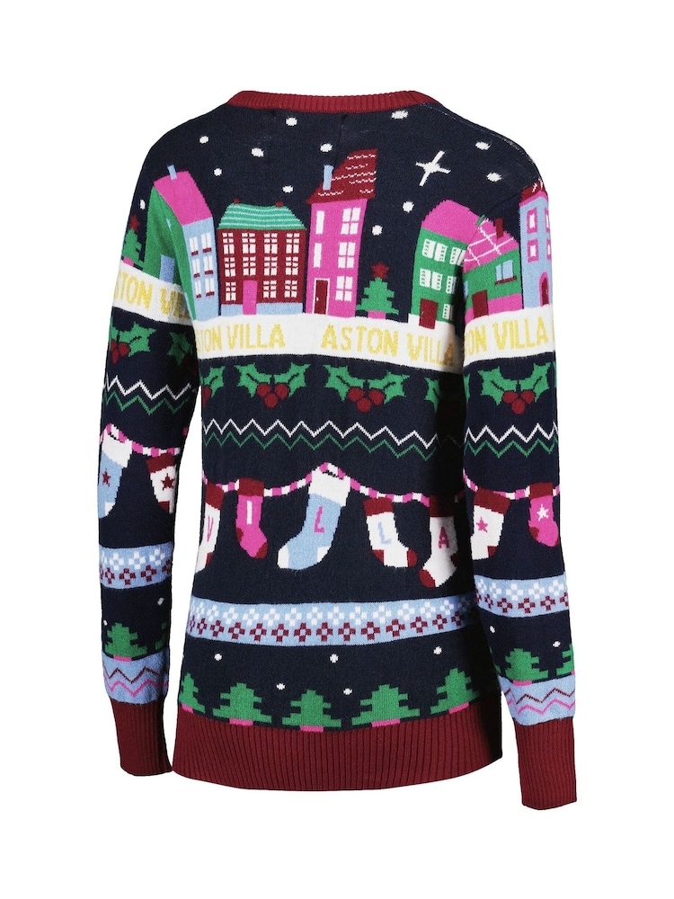 Fanatics Womens Blue Aston Villa Fairisle Christmas Jumper - Image 3 of 3 Fanatics Womens Blue Aston Villa Fairisle Christmas Jumper - Image 3 of 3