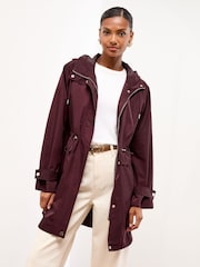 Lipsy Cherry Red Waisted Detail Shower Resistant Raincoat - Image 1 of 4