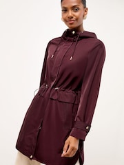 Lipsy Cherry Red Waisted Detail Shower Resistant Raincoat - Image 2 of 4